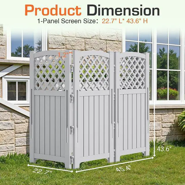 Alt view image 2 of 7 - Outdoor Privacy Fence Screen Lattice Mesh Outside Screen Enclosure Balcony Panels Wall Air Conditioner Fence Trash Can Pool Equipment Enclosure for Yard Patio Backyard, Light Gray