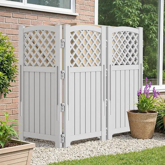Main image of Outdoor Privacy Fence Screen Lattice Mesh Outside Screen Enclosure Balcony Panels Wall Air Conditioner Fence Trash Can Pool Equipment Enclosure for Yard Patio Backyard, Light Gray