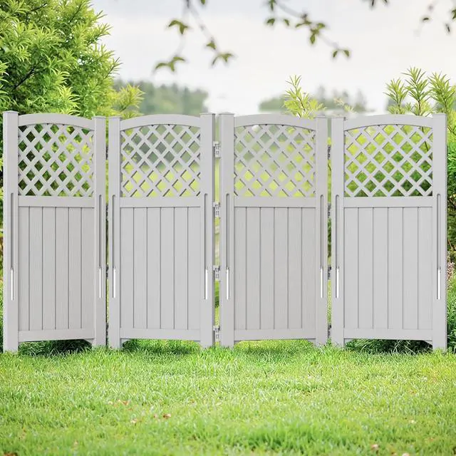 Alt view image 7 of 7 - Outdoor Privacy Fence Screen Lattice Mesh Outside Screen Enclosure Balcony Panels Wall Air Conditioner Fence Trash Can Pool Equipment Enclosure for Yard Patio Backyard, Light Gray