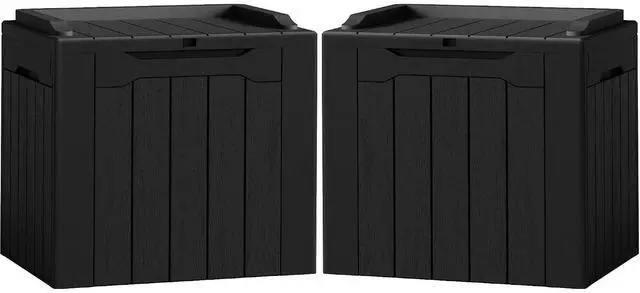 Main image of 2 Pack Deck Box 31 Gallon Waterproof Resin Storage Box with Lid Indoor Outdoor Delivery Box Storage Bin for Patio Cushions (Black)