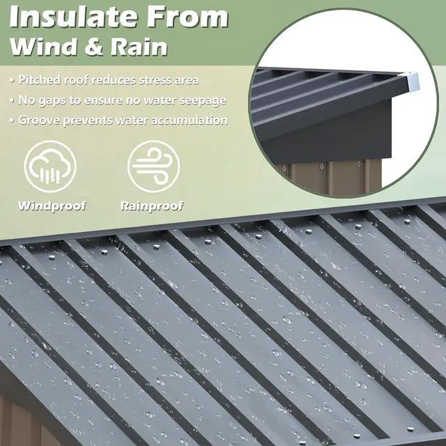 Alt view image 7 of 7 - Outdoor Storage Shed 5 x 3 FT Lockable Metal Garden Shed Steel Anti-Corrosion Storage House with Single Lockable Door for Backyard Outdoor Patio (Brown)