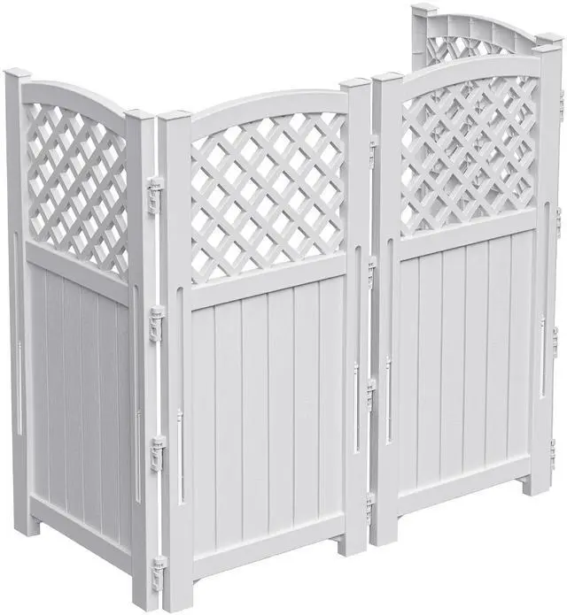 Main image of Outdoor Privacy Fence, 4 Fence Panels Privacy Screen Panels for Outside and Yard, Resin Air Conditioner Lattice Fence for Trash Can (Light Gray)