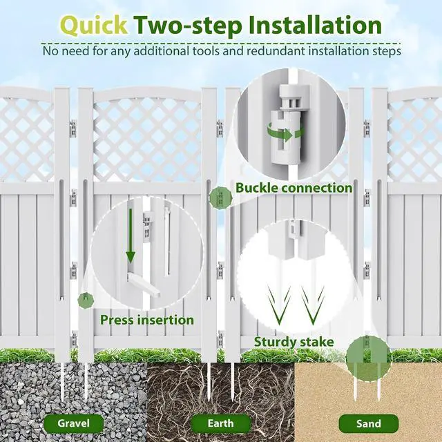 Alt view image 5 of 7 - Outdoor Privacy Fence, 4 Fence Panels Privacy Screen Panels for Outside and Yard, Resin Air Conditioner Lattice Fence for Trash Can (Light Gray)