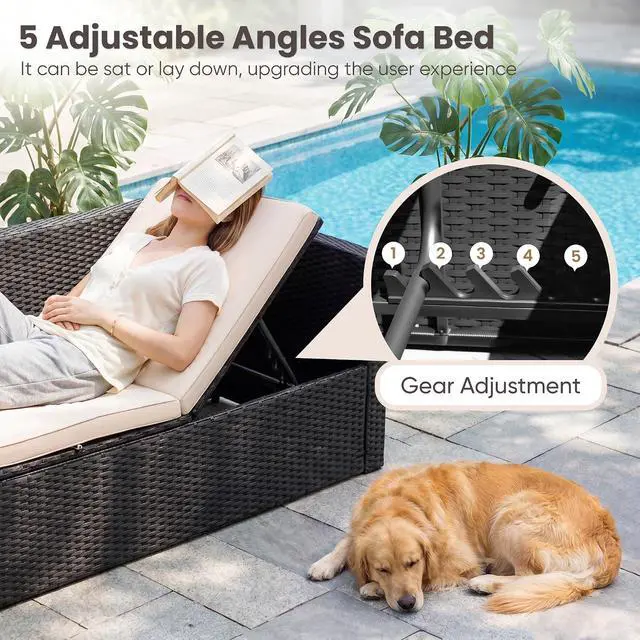 Alt view image 2 of 7 - Patio Sofa,Outdoor Furniture Set 4 Pieces,Wicker Sectional Couch with Glass Desktop and 75.9in Wide Backrest for Backyard, Deck,Porch & Poolside(Black)