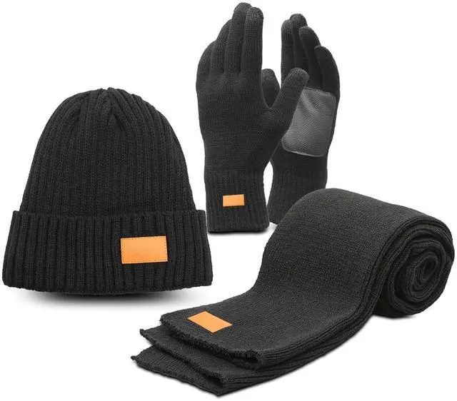 Main image of Winter Hat Gloves Scarf Set, 3 in 1 Beanie Hat Touchscreen Gloves Long Knitted Scarf Set for Winter Outdoor Activities, 3 PCS Winter Warm Knit Set Gifts for Men and Women