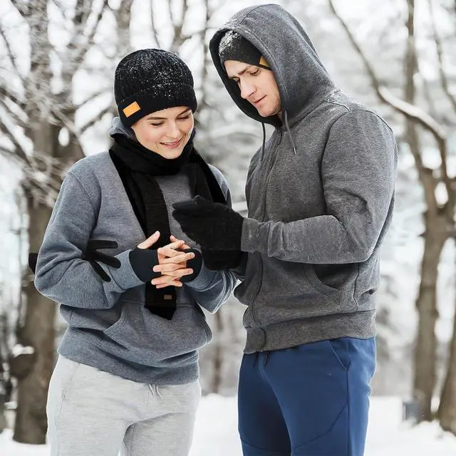 Alt view image 3 of 7 - Winter Hat Gloves Scarf Set, 3 in 1 Beanie Hat Touchscreen Gloves Long Knitted Scarf Set for Winter Outdoor Activities, 3 PCS Winter Warm Knit Set Gifts for Men and Women