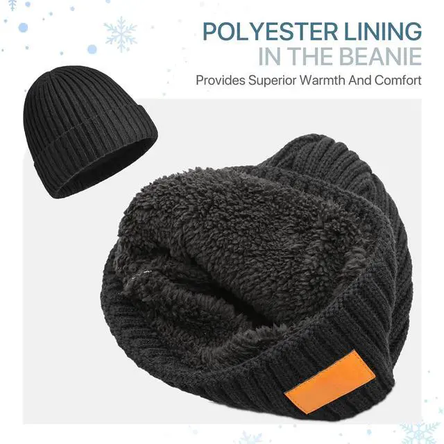 Alt view image 6 of 7 - Winter Hat Gloves Scarf Set, 3 in 1 Beanie Hat Touchscreen Gloves Long Knitted Scarf Set for Winter Outdoor Activities, 3 PCS Winter Warm Knit Set Gifts for Men and Women