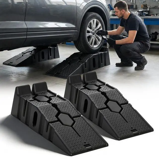 Main image of Car Ramps Set of 2 for Low Profile Vehicles, 2-Stage Incline Ramps, 2.5 Ton (5000 lb) Heavy Duty, Nestable & Portable Service Vehicle Ramp for Oil Changes