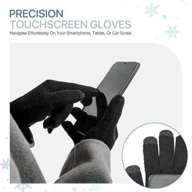 Alt view image 7 of 7 - Winter Hat Gloves Scarf Set, 3 in 1 Beanie Hat Touchscreen Gloves Long Knitted Scarf Set for Winter Outdoor Activities, 3 PCS Winter Warm Knit Set Gifts for Men and Women