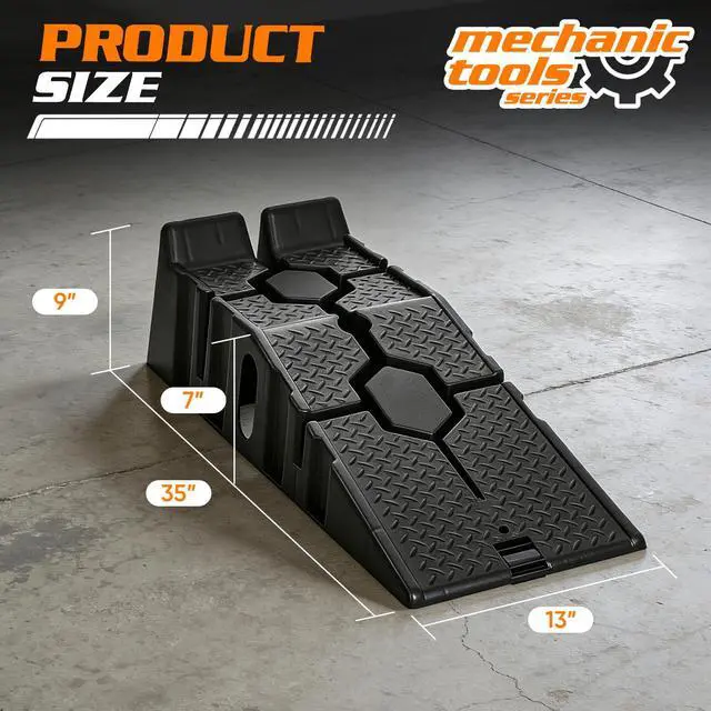 Alt view image 7 of 7 - Car Ramps Set of 2 for Low Profile Vehicles, 2-Stage Incline Ramps, 2.5 Ton (5000 lb) Heavy Duty, Nestable & Portable Service Vehicle Ramp for Oil Changes