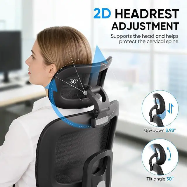 Alt view image 4 of 7 - Ergonomic Office Chair 10 Pack, High Back Mesh Desk Chair with Adjustable Headrest & 3D Armrests, Lumbar Support, 90145° Recline Swivel Rolling Computer Chair for Home Conference Room (10)