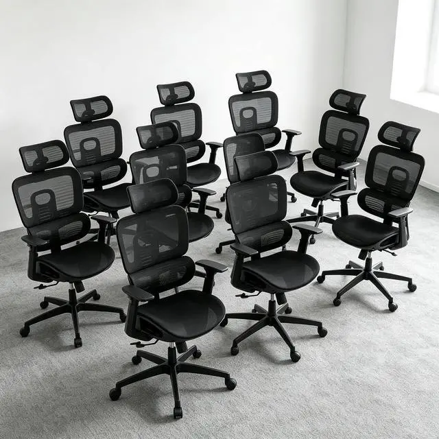 Main image of Ergonomic Office Chair 10 Pack, High Back Mesh Desk Chair with Adjustable Headrest & 3D Armrests, Lumbar Support, 90145° Recline Swivel Rolling Computer Chair for Home Conference Room (10)