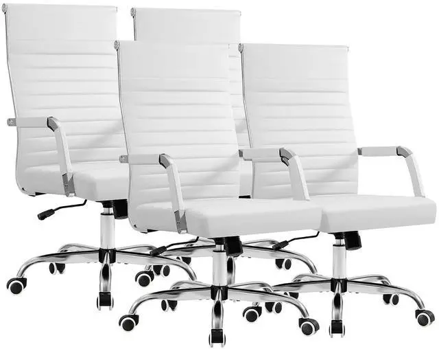 Main image of Ergonomic Office Desk Chair, White, 4 Items