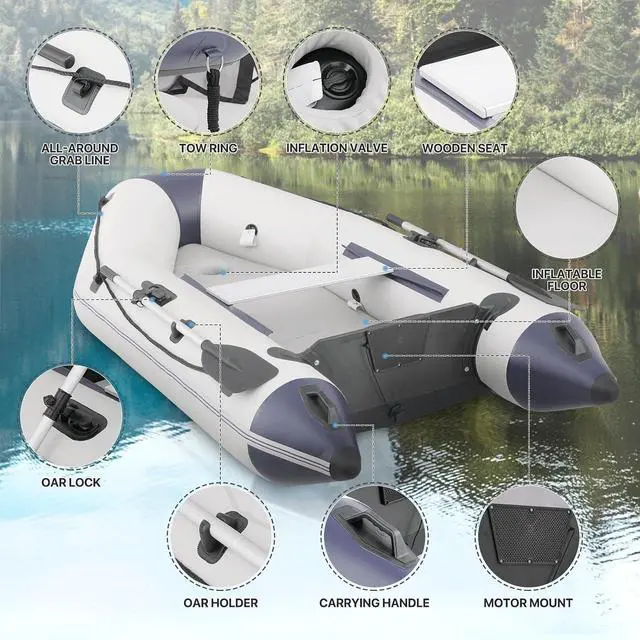 Alt view image 4 of 7 - MADOG Person Inflatable Boat(Oars Included), Inflatable Raft for Water Sports Quick Inflation & Deflation