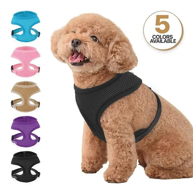 Alt view image 7 of 7 - Dog Harness for Small Sized Dog, Soft Puppy Padded Vest for Walking, Running, Training - Black, S