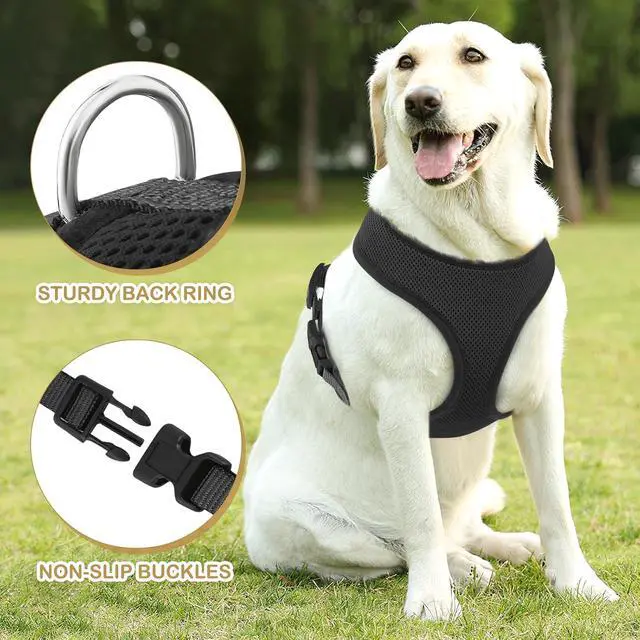 Alt view image 5 of 7 - Dog Harness for Large Sized Dog, Soft Puppy Padded Vest for Walking, Running, Training - Black, XL