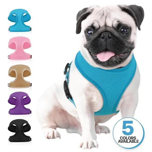 Alt view image 7 of 7 - Dog Harness for Medium Sized Dog, Soft Puppy Padded Vest for Walking, Running, Training - Sky Blue, L