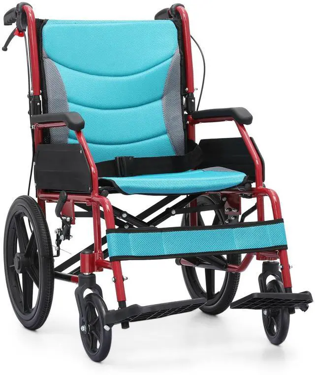 Main image of Folding Transport Wheelchair with Removable Cushion and Loop-Lock Handbrakes Wheel Chair for Adults, 17.5 inch Seat User-Friendly Lightweight Foldable Chair for Storage and Travel Use, 250lbs