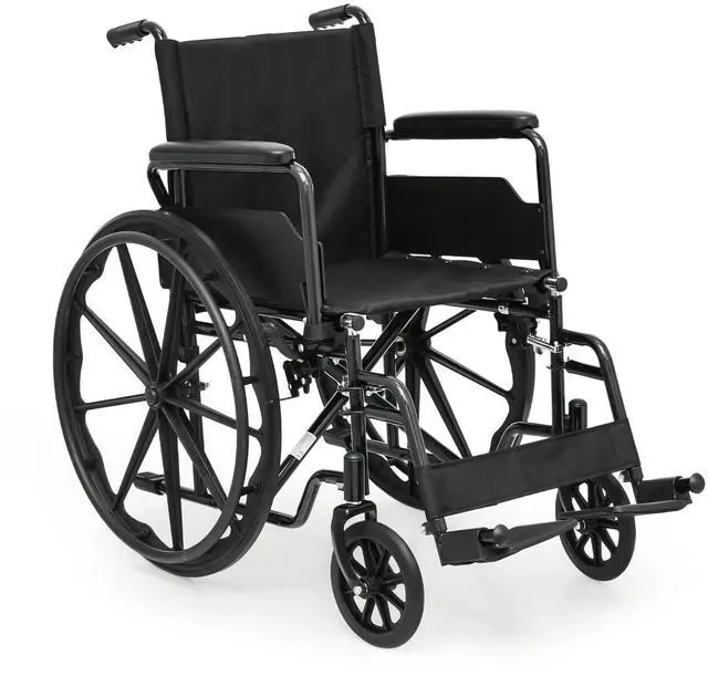 Main image of monicare Folding Self-Propelled Wheelchair, Heavy-Duty Wheel Chair with Flip-Back Armrest Swing-Away Footrest, 18 Inch Wide Seat All-Terrain Wheelchair for Adults, 300lbs Capacity, Black