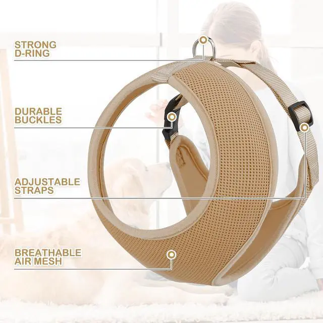 Alt view image 4 of 7 - Dog Harness for Large Sized Dog, Soft Puppy Padded Vest for Walking, Running, Training - Light Brown, XL