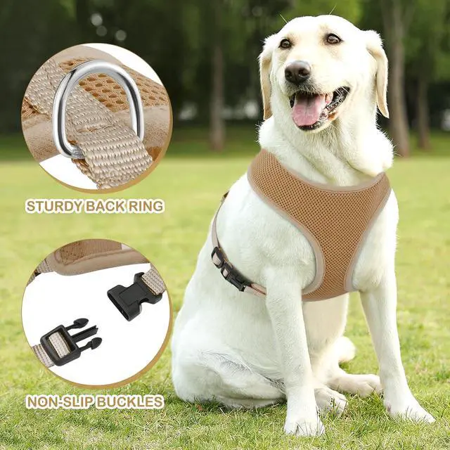Alt view image 5 of 7 - Dog Harness for Large Sized Dog, Soft Puppy Padded Vest for Walking, Running, Training - Light Brown, XL