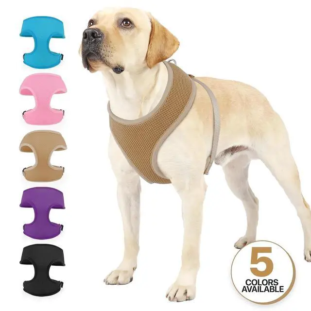 Alt view image 7 of 7 - Dog Harness for Large Sized Dog, Soft Puppy Padded Vest for Walking, Running, Training - Light Brown, XL