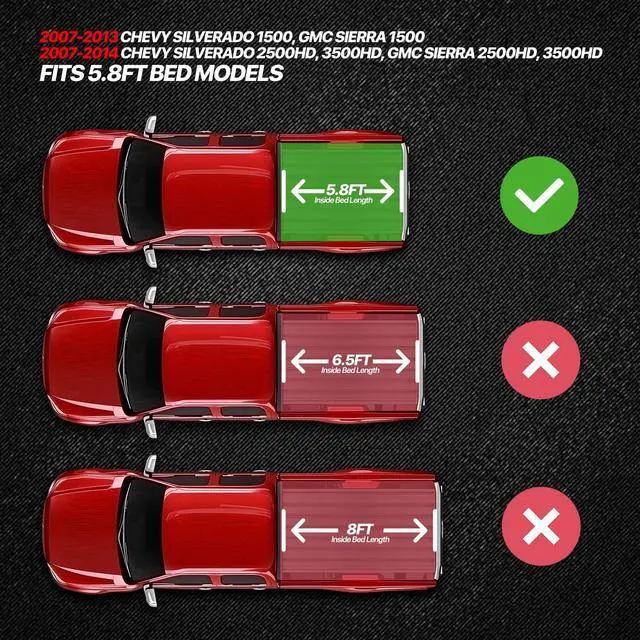 Alt view image 2 of 7 - Roll-Up Truck Bed Cover Soft Vinyl Tonneau Cover Compatible with 2007-2018 Silverado Sierra 1500 5.75 Ft. Fleetside Bed