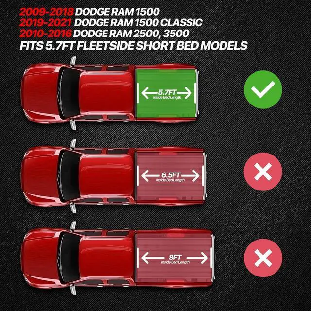 Alt view image 2 of 7 - Roll-Up Truck Bed Cover Soft Vinyl Tonneau Cover Compatible with 2010-2022 Dodge Ram 2500 3500 5.7 Ft. Fleetside Bed