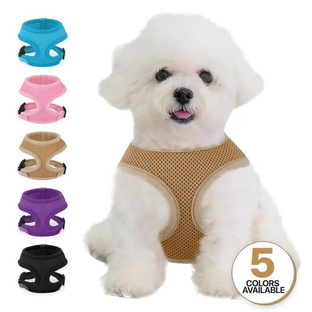 Alt view image 7 of 7 - Dog Harness for Small Sized Dog, Soft Puppy Padded Vest for Walking, Running, Training - Light Brown, XS