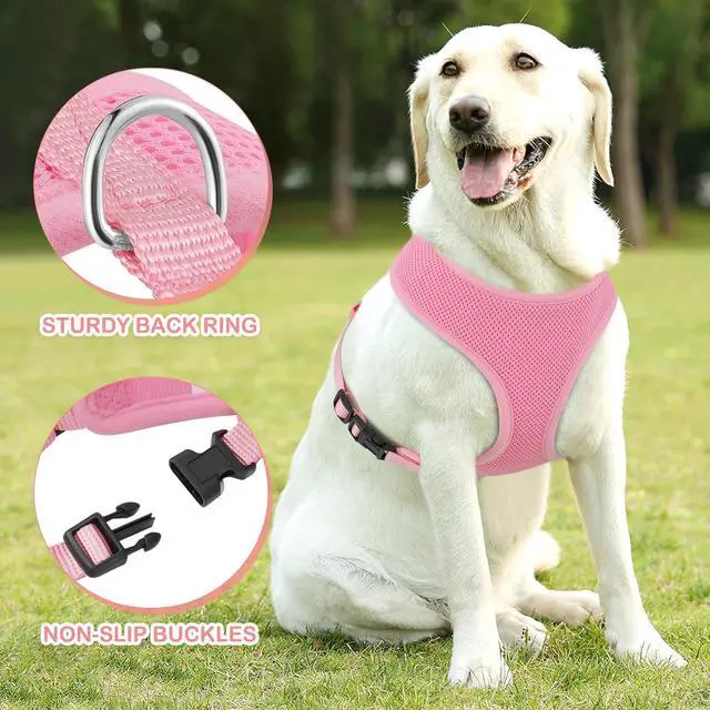 Alt view image 5 of 7 - Dog Harness for Large Sized Dog, Soft Puppy Padded Vest for Walking, Running, Training - Pink, XL