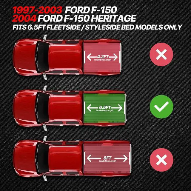 Alt view image 2 of 7 - Roll-Up Truck Bed Cover Soft Vinyl Tonneau Cover Compatible with 1997-2004 F-150 F150 Heritage 6.5 Ft. Fleetside Bed
