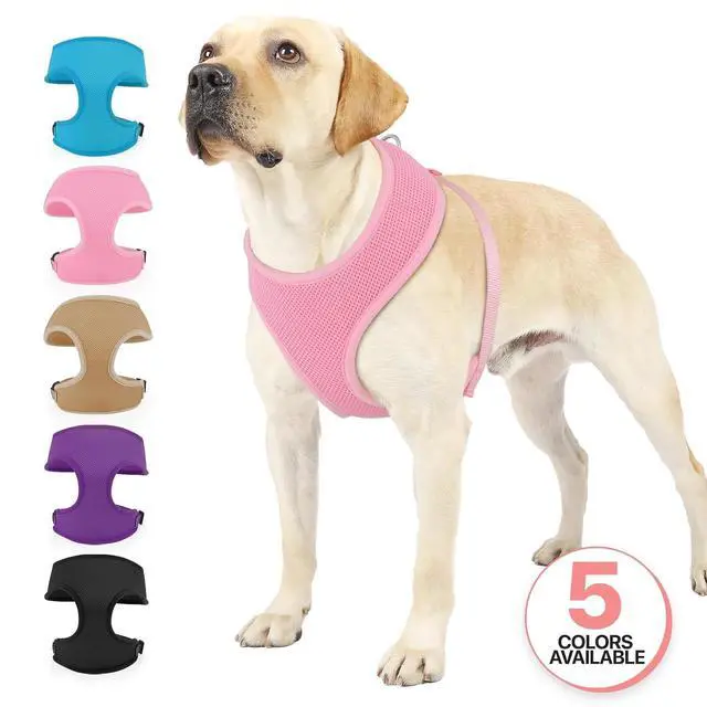 Alt view image 7 of 7 - Dog Harness for Large Sized Dog, Soft Puppy Padded Vest for Walking, Running, Training - Pink, XL