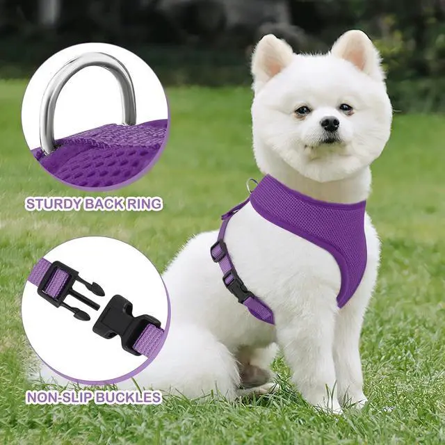 Alt view image 5 of 7 - Dog Harness for Medium Sized Dog, Soft Puppy Padded Vest for Walking, Running, Training - Purple, L