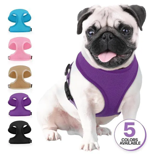 Alt view image 7 of 7 - Dog Harness for Medium Sized Dog, Soft Puppy Padded Vest for Walking, Running, Training - Purple, L