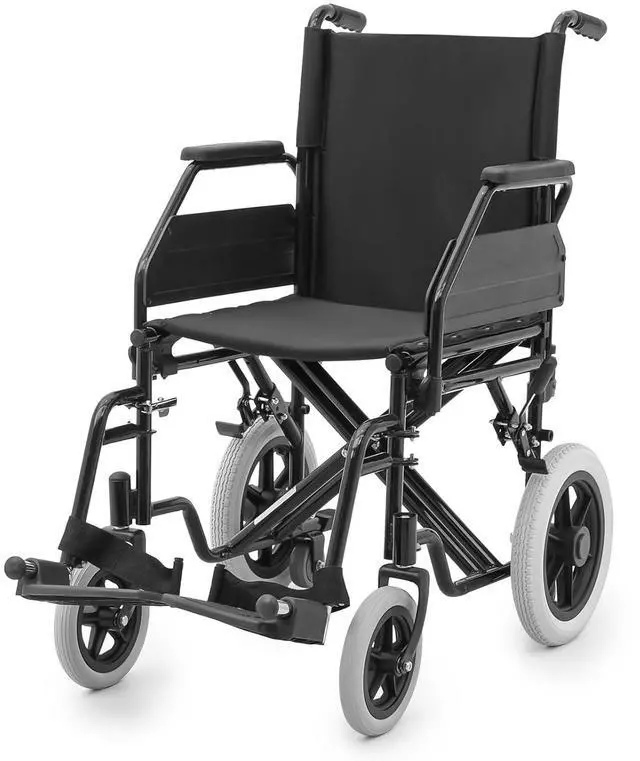 Main image of Transport Wheelchair for Adults, 17 Inch Seat, Steel Frame, 23.5" Wheel, Black