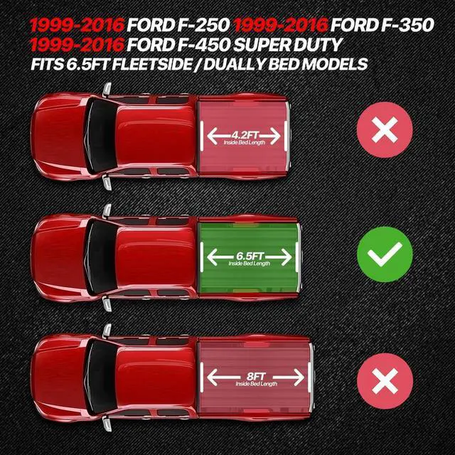 Alt view image 2 of 7 - Roll-Up Truck Bed Cover Soft Vinyl Tonneau Cover Compatible with 1999-2018 F-250 F-350 F-450 6.5 Ft. Fleetside Bed