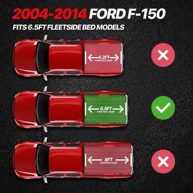 Alt view image 2 of 7 - Roll-Up Truck Bed Cover Soft Vinyl Tonneau Cover Compatible with 2004-2014 F-150 F150 6.5 Ft. Fleetside Bed