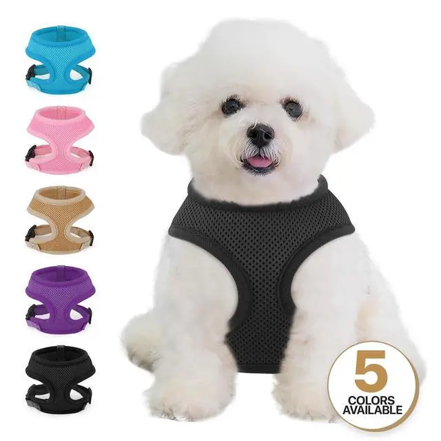 Alt view image 7 of 7 - Dog Harness for Small Sized Dog, Soft Puppy Padded Vest for Walking, Running, Training - Black, XS