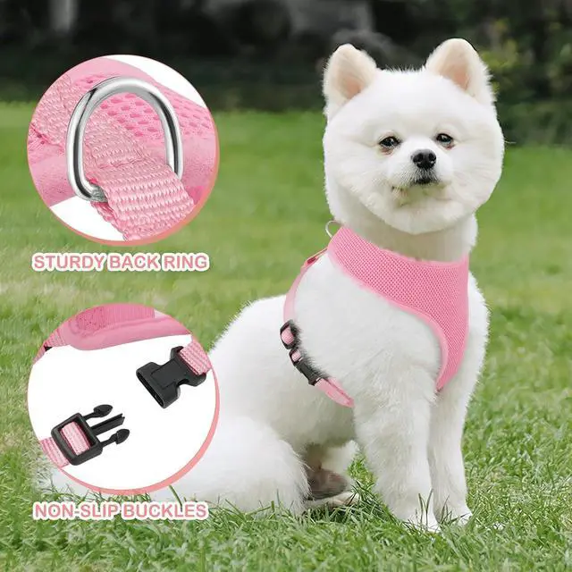 Alt view image 5 of 7 - Dog Harness for Medium Sized Dog, Soft Puppy Padded Vest for Walking, Running, Training - Pink, L