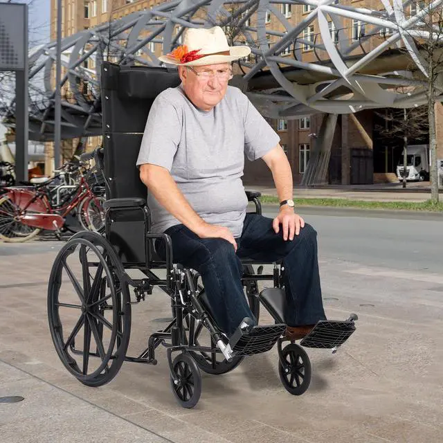 Alt view image 3 of 7 - Self-Propelled Wheelchair for Adults, 19 Inch Seat, Steel Frame, 24" Wheel, Black