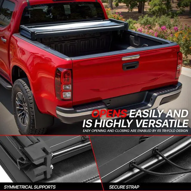 Alt view image 4 of 7 - Soft Tri-Fold Truck Bed Cover Soft Vinyl Tonneau Cover Compatible with 1983-1999 Ranger B2300 B2500 B3000 B4000 6.5 Ft. Fleetside Bed