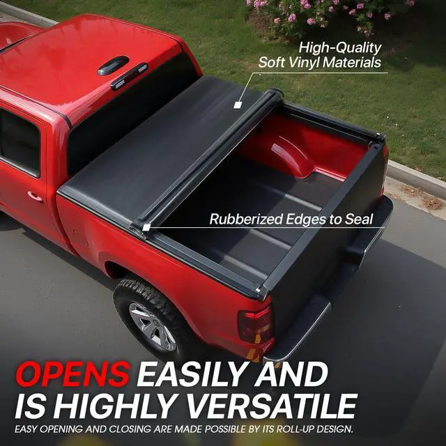 Alt view image 4 of 7 - Roll-Up Truck Bed Cover Soft Vinyl Tonneau Cover Compatible with 1999-2018 F-250 F-350 F-450 6.5 Ft. Fleetside Bed