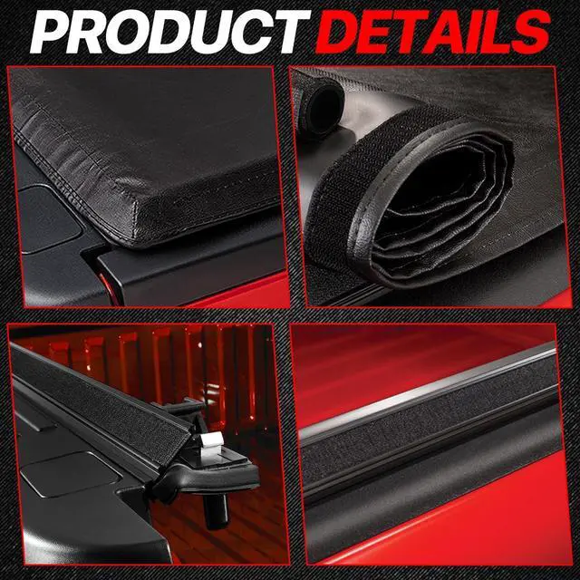 Alt view image 5 of 7 - Roll-Up Truck Bed Cover Soft Vinyl Tonneau Cover Compatible with 1999-2018 F-250 F-350 F-450 6.5 Ft. Fleetside Bed