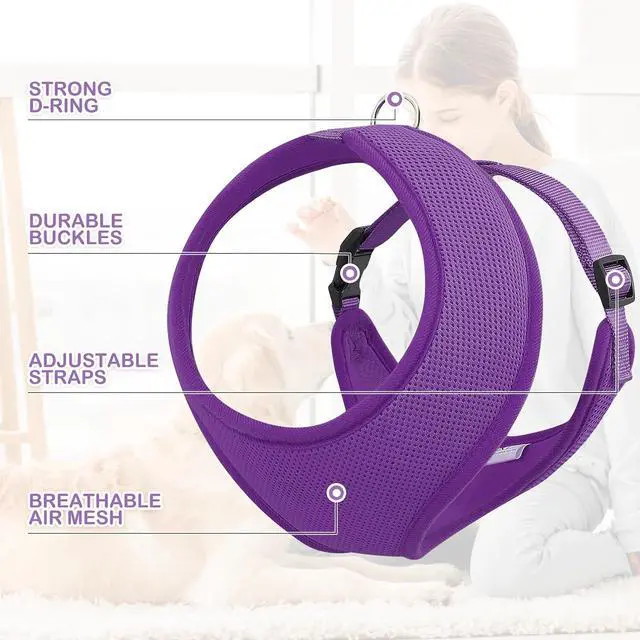 Alt view image 4 of 7 - Dog Harness for Large Sized Dog, Soft Puppy Padded Vest for Walking, Running, Training - Purple, XL
