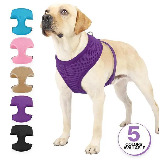 Alt view image 7 of 7 - Dog Harness for Large Sized Dog, Soft Puppy Padded Vest for Walking, Running, Training - Purple, XL