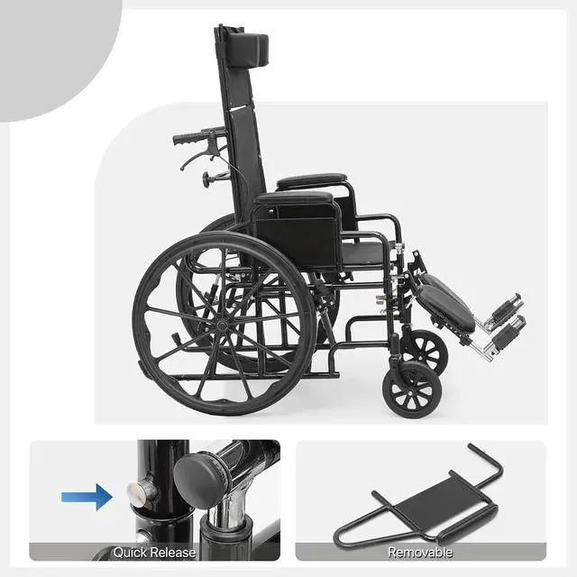 Alt view image 5 of 7 - Self-Propelled Wheelchair for Adults, 19 Inch Seat, Steel Frame, 24" Wheel, Black