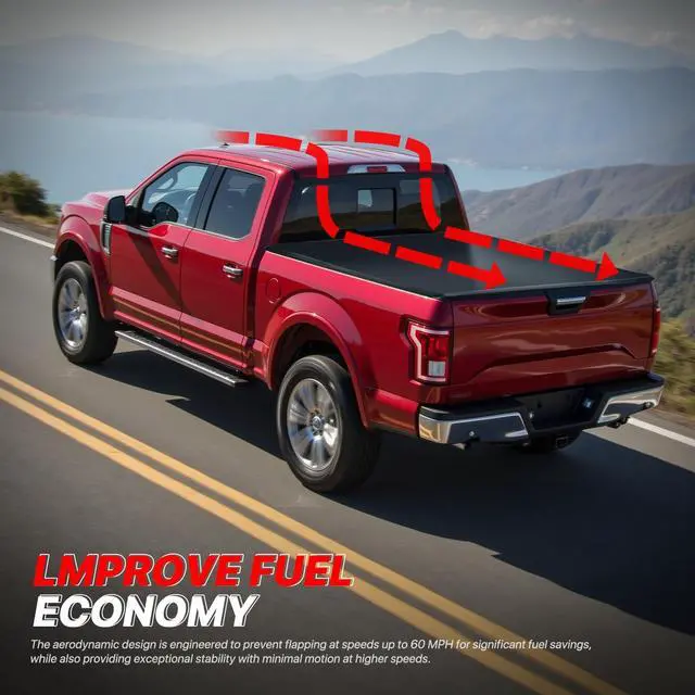 Alt view image 6 of 7 - Soft Tri-Fold Truck Bed Cover Soft Vinyl Tonneau Cover Compatible with 1983-1999 Ranger B2300 B2500 B3000 B4000 6.5 Ft. Fleetside Bed
