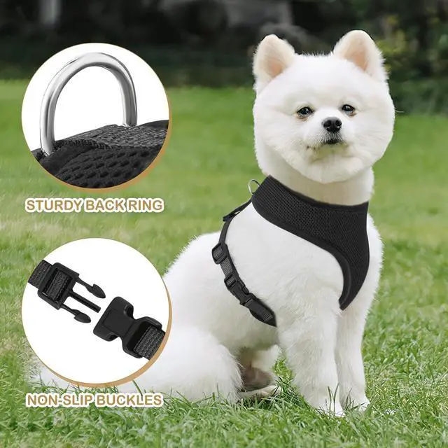 Alt view image 5 of 7 - Dog Harness for Medium Sized Dog, Soft Puppy Padded Vest for Walking, Running, Training - Black, L