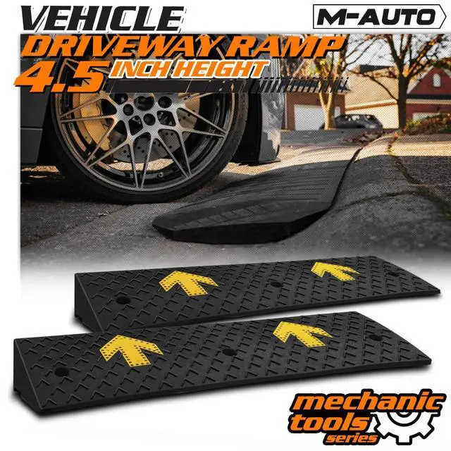 Alt view image 2 of 7 - Heavy-Duty Rubber Threshold Ramp for Driveway Curb & Loading Dock - 4.5" Height for Cars, Motorcycles & Warehouses (37.5" L x 12" W)