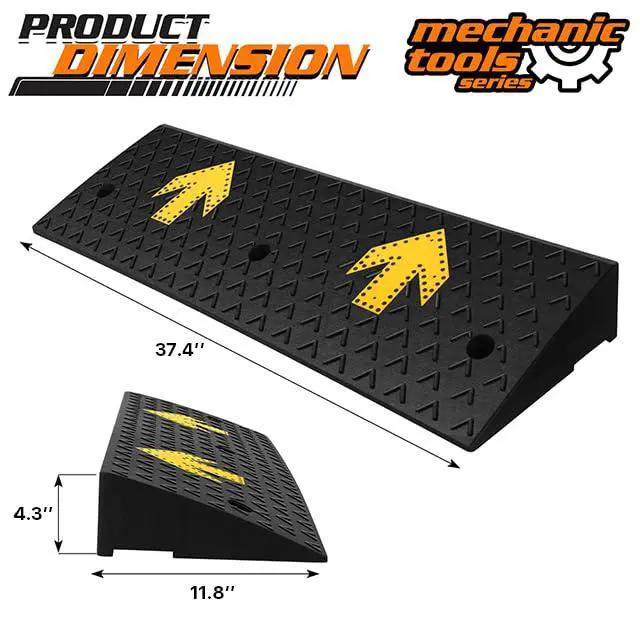 Alt view image 3 of 7 - Heavy-Duty Rubber Threshold Ramp for Driveway Curb & Loading Dock - 4.5" Height for Cars, Motorcycles & Warehouses (37.5" L x 12" W)